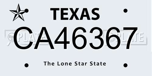 CA46367 Texas License Plate