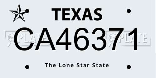 CA46371 Texas License Plate