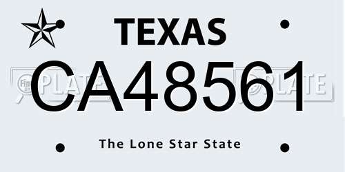 CA48561 Texas License Plate