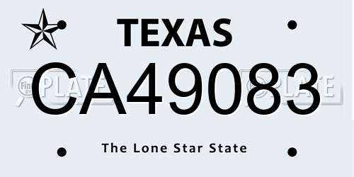 CA49083 Texas License Plate