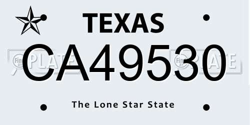CA49530 Texas License Plate