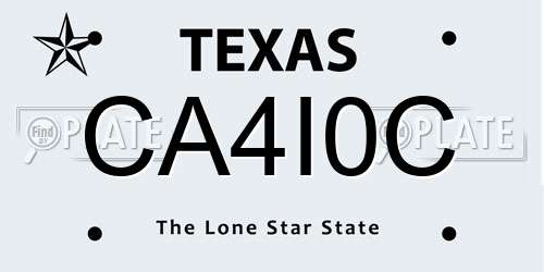 CA4I0C Texas License Plate