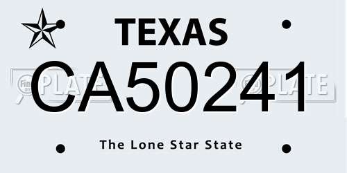 CA50241 Texas License Plate