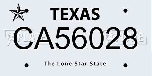 CA56028 Texas License Plate