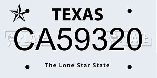 CA59320 Texas License Plate
