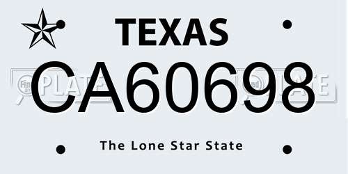CA60698 Texas License Plate