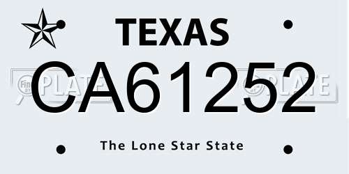 CA61252 Texas License Plate