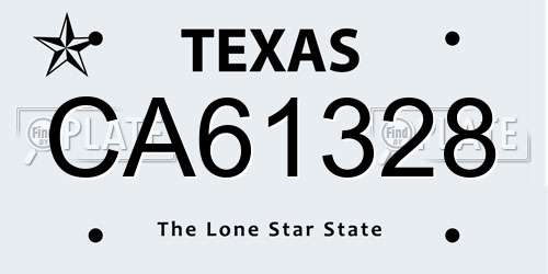 CA61328 Texas License Plate