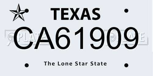 CA61909 Texas License Plate