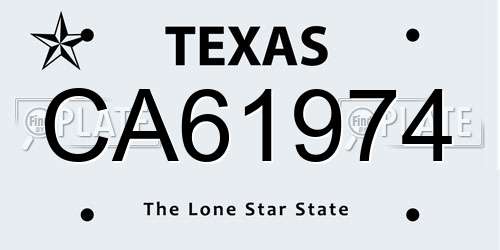 CA61974 Texas License Plate