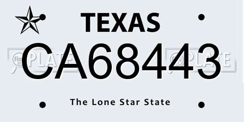 CA68443 Texas License Plate