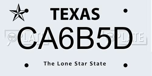 CA6B5D Texas License Plate