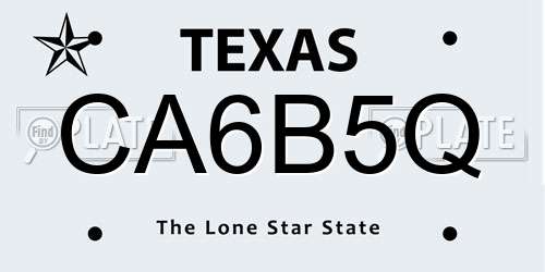CA6B5Q Texas License Plate