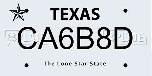 CA6B8D Texas License Plate