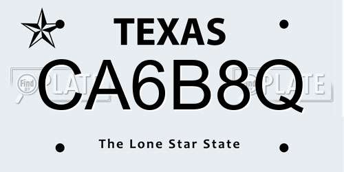 CA6B8Q Texas License Plate