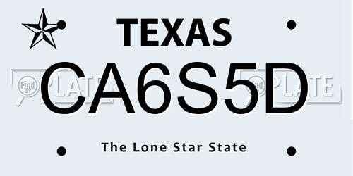 CA6S5D Texas License Plate