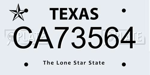 CA73564 Texas License Plate