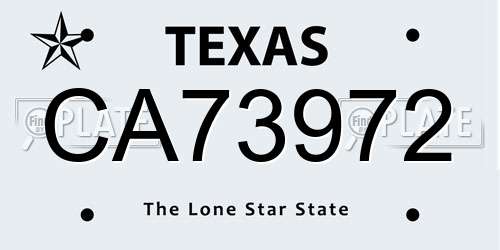 CA73972 Texas License Plate