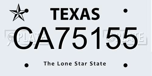 CA75155 Texas License Plate