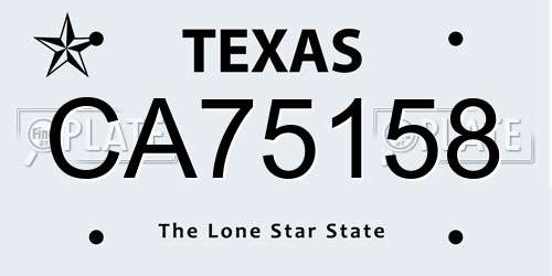 CA75158 Texas License Plate