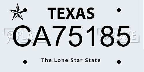 CA75185 Texas License Plate
