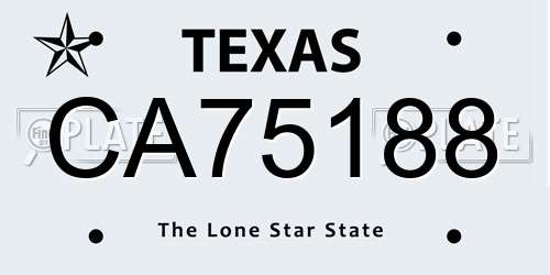 CA75188 Texas License Plate