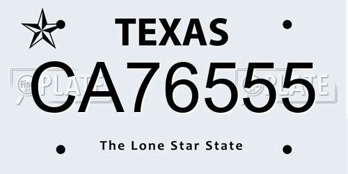 CA76555 Texas License Plate