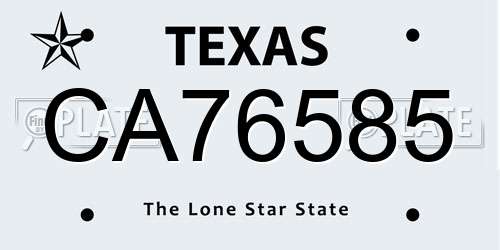 CA76585 Texas License Plate