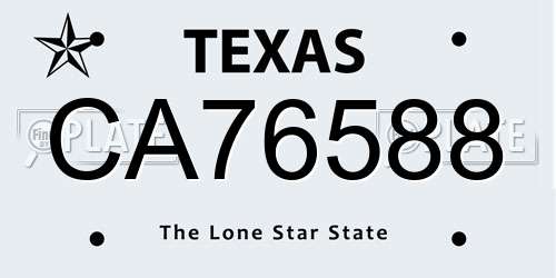 CA76588 Texas License Plate