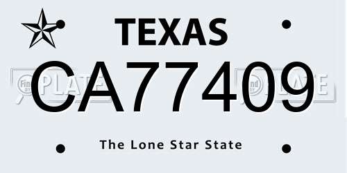 CA77409 Texas License Plate