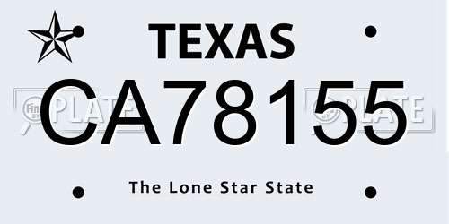 CA78155 Texas License Plate