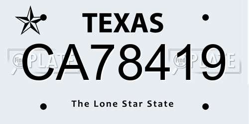 CA78419 Texas License Plate