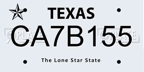 CA7B155 Texas License Plate