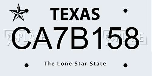 CA7B158 Texas License Plate