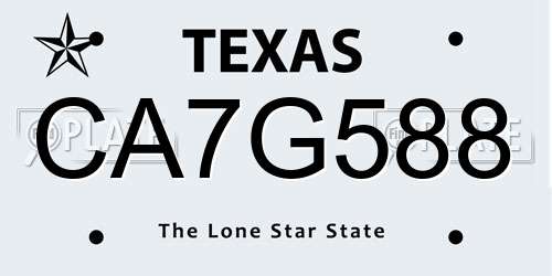 CA7G588 Texas License Plate