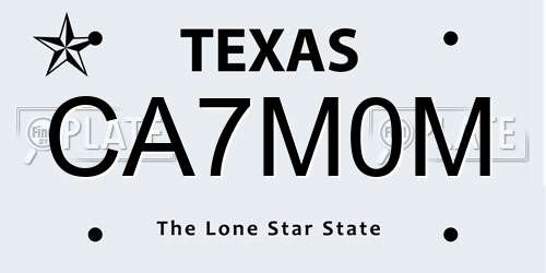 CA7M0M Texas License Plate