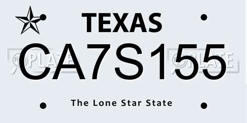 CA7S155 Texas License Plate
