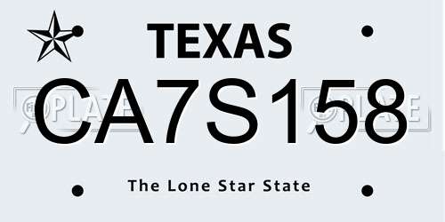 CA7S158 Texas License Plate