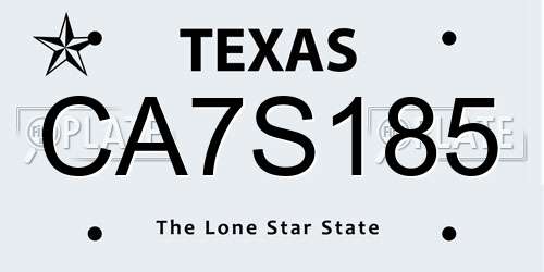 CA7S185 Texas License Plate