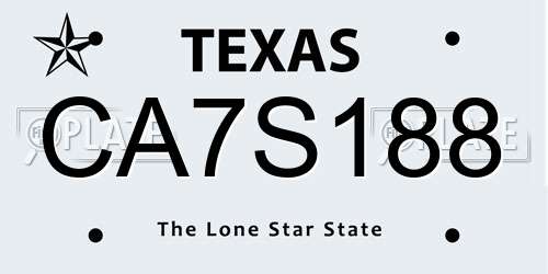 CA7S188 Texas License Plate