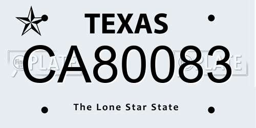 CA80083 Texas License Plate