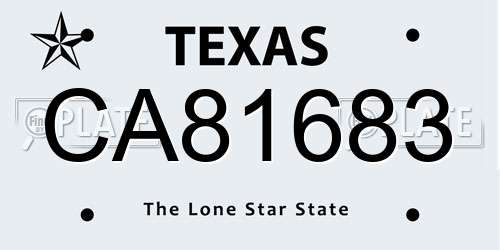 CA81683 Texas License Plate