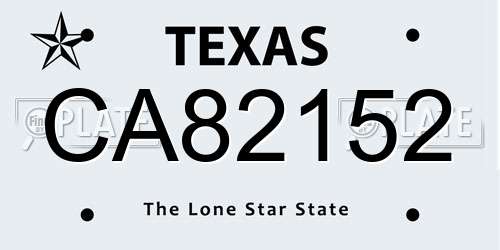 CA82152 Texas License Plate