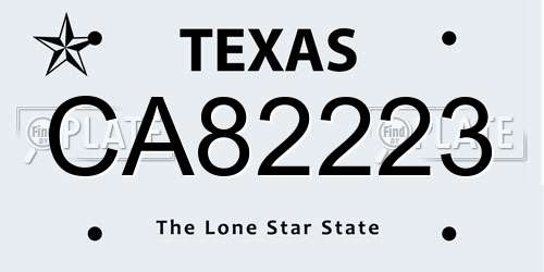 CA82223 Texas License Plate
