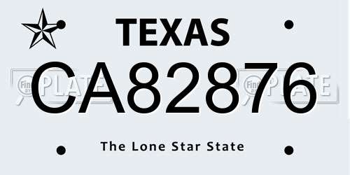 CA82876 Texas License Plate