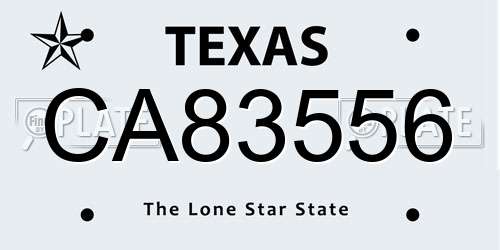 CA83556 Texas License Plate