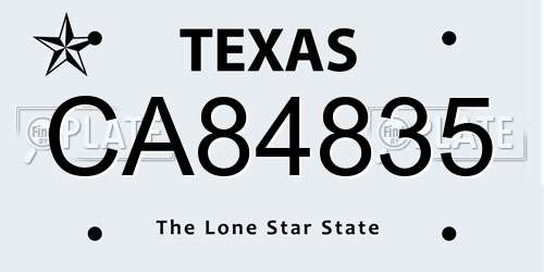 CA84835 Texas License Plate