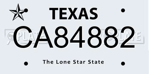 CA84882 Texas License Plate