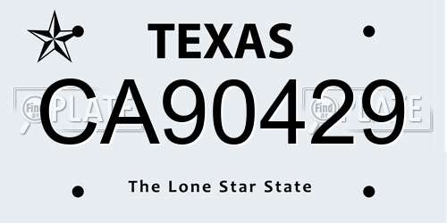 CA90429 Texas License Plate