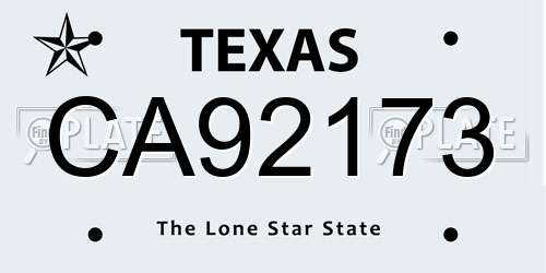 CA92173 Texas License Plate